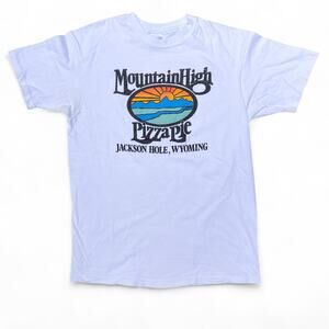 Vintage 90s Mountain High Pizza Pie Jackson Hole WY Obscure Tee T Shirt L Hanes